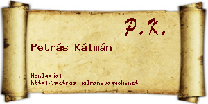 Petrás Kálmán névjegykártya